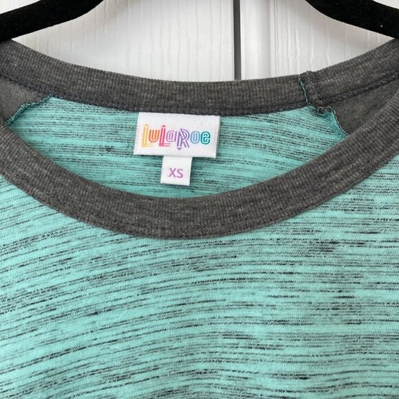 NWT Lularoe Randy T Womens size XS gray mint green baseball raglan sleeves NEW - Picture 4 of 6